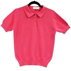 VTG Talbott Knit Top Womens 34 Pink Short Sleeve Polo Preppy 60s 70s MCM Easter